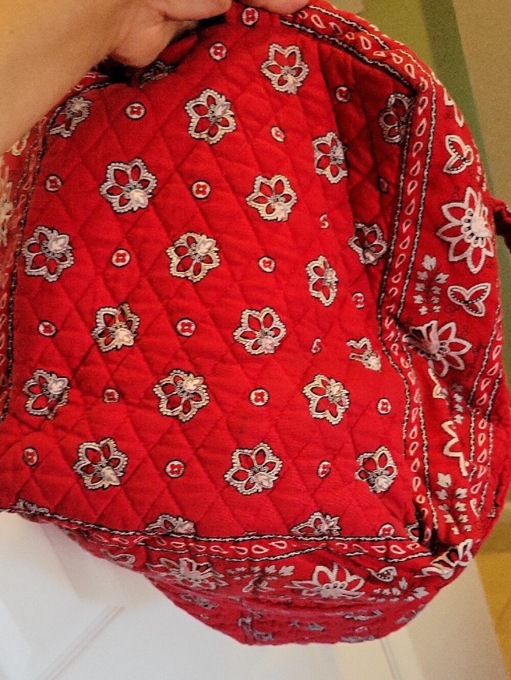 Vera Bradley Quilted Floral Red Tote Bag with Long Straps - Picture 4 of 9